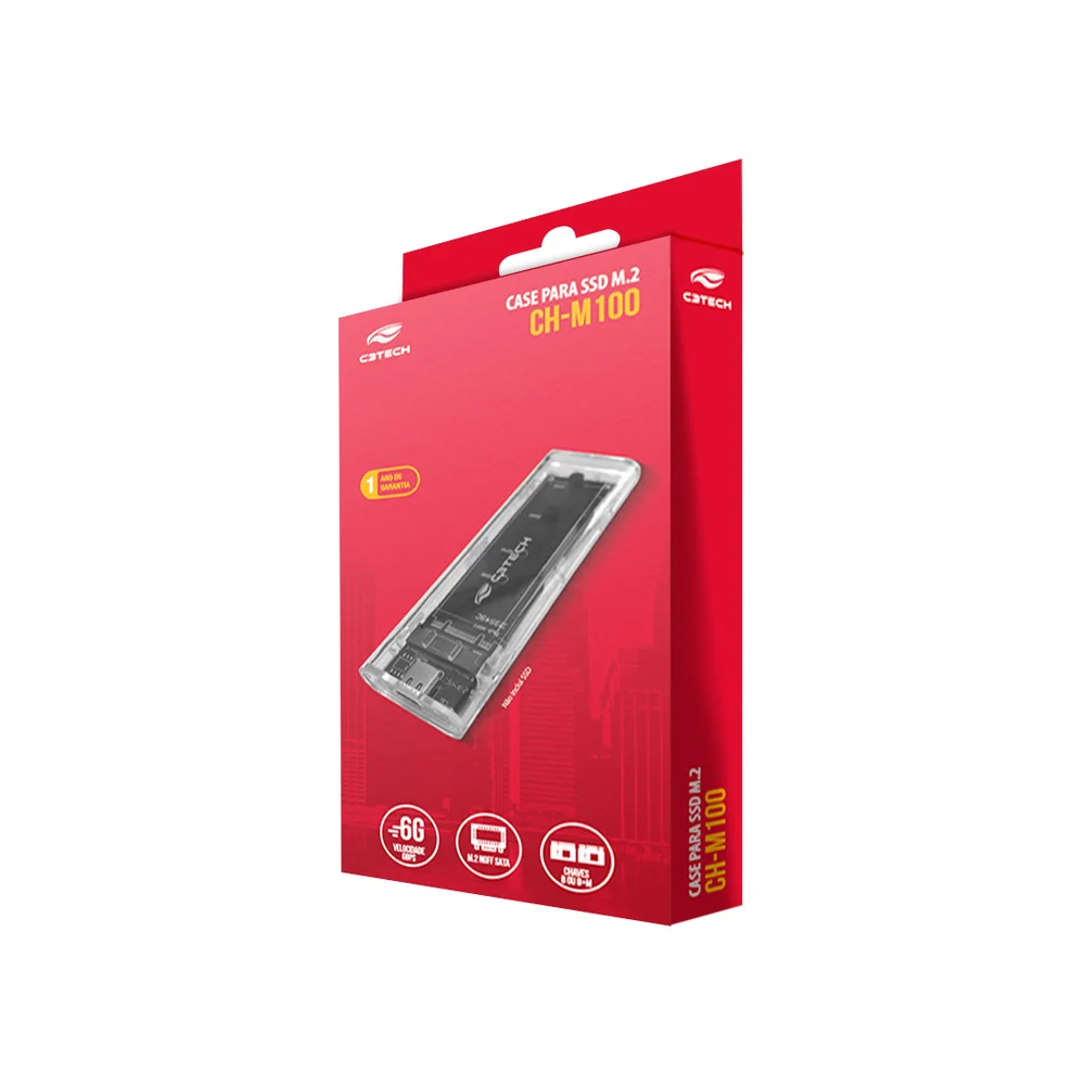 Case Adaptador Gaveta Usb-c C3tech Para SSD Externo M.2 Sata - Ch-m100 Case Adaptador Gaveta Usb-c C3tech Para SSD Externo M.2 Sata - Ch-m100