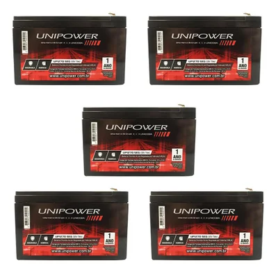 Kit Bateria Selada Unipower Estacionária Vrla Up1270seg 12v/7ah F187 5uni