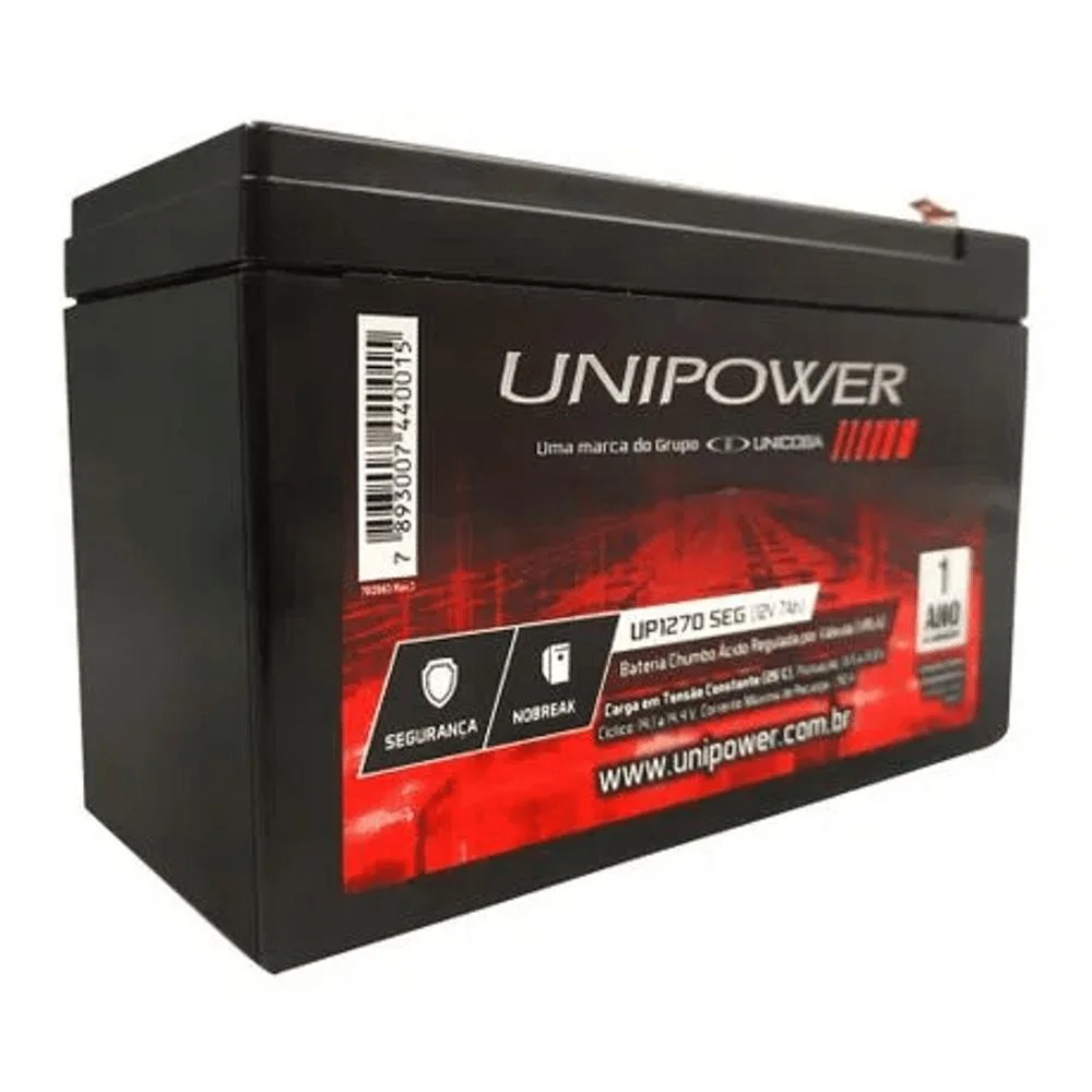 Kit Bateria Selada Unipower Estacionária Vrla Up1270seg 12v/7ah F187 5uni