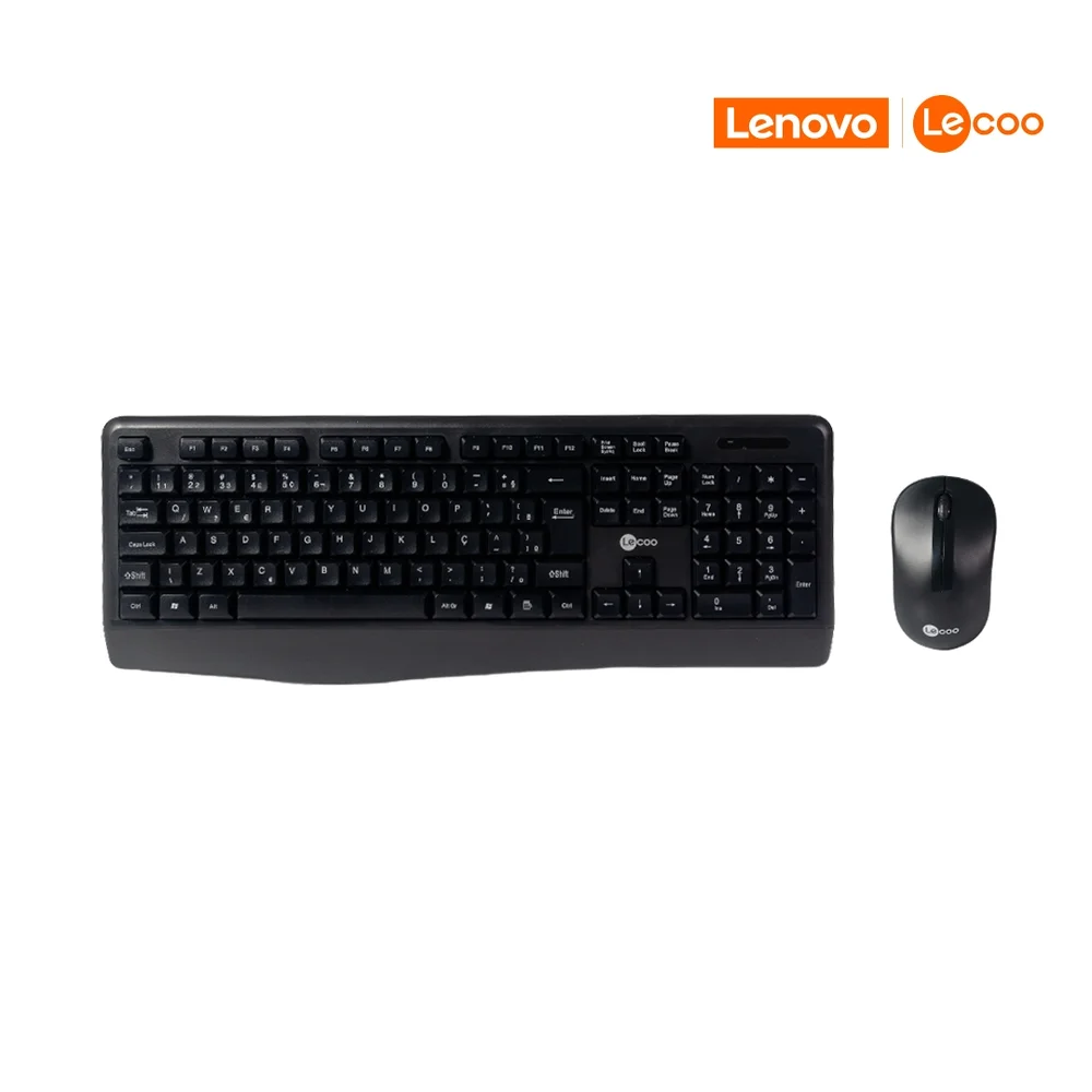 Kit Teclado + Mouse Lecoo/lenovo, Sem Fio, Preto - Kw211 Kit Teclado + Mouse Lecoo/lenovo, Sem Fio, Preto - Kw211