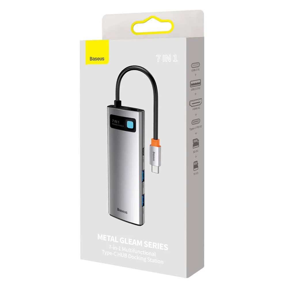 Baseus Adaptador Usb C Hub 7 Em 1 Com 4k 60hz HDMI 100w Pd3 Usba 3.0 5gb Leitor De Cartao Para Mac E Surface.