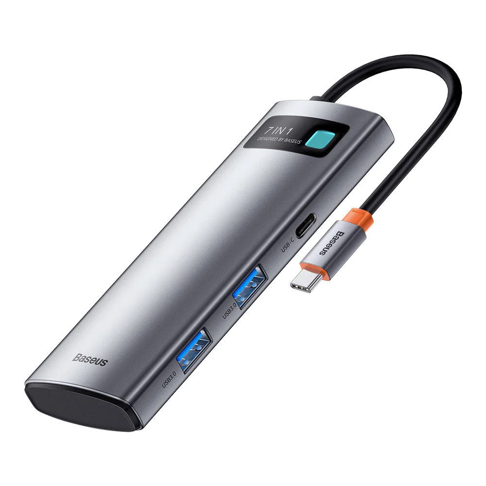 Imagem 4 de 5 do produto Baseus Adaptador Usb C Hub 7 Em 1 Com 4k 60hz HDMI 100w Pd3 Usba 3.0 5gb Leitor De Cartao Para Mac E Surface.