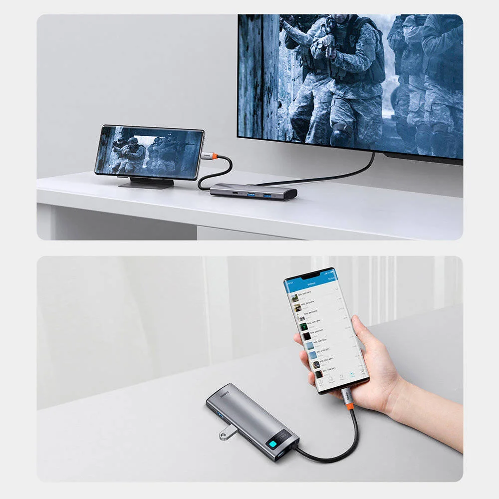 Imagem 5 de 5 do produto Baseus Adaptador Usb C Hub 7 Em 1 Com 4k 60hz HDMI 100w Pd3 Usba 3.0 5gb Leitor De Cartao Para Mac E Surface.
