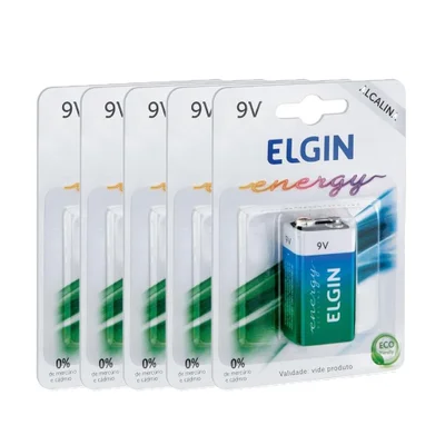 Kit Baterias Alcalina 9v 82158 Com 5 Unidades Elgin