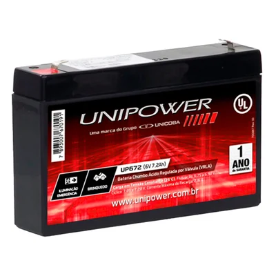 Bateria Selada Vrla 6v 7,2ah Up672 Unipower