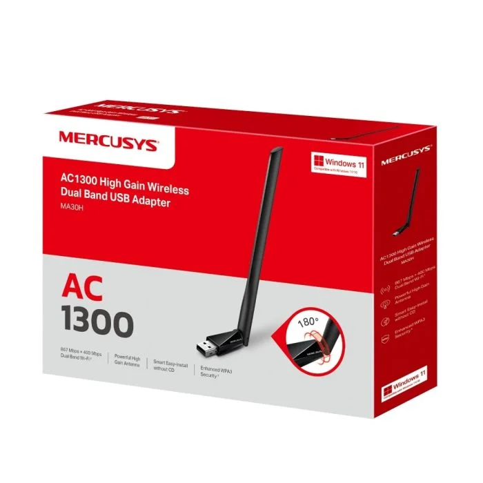 Imagem 5 de 5 do produto Adaptador Usb Mercusys Ma30h Dual Band Ac1300 C/antena