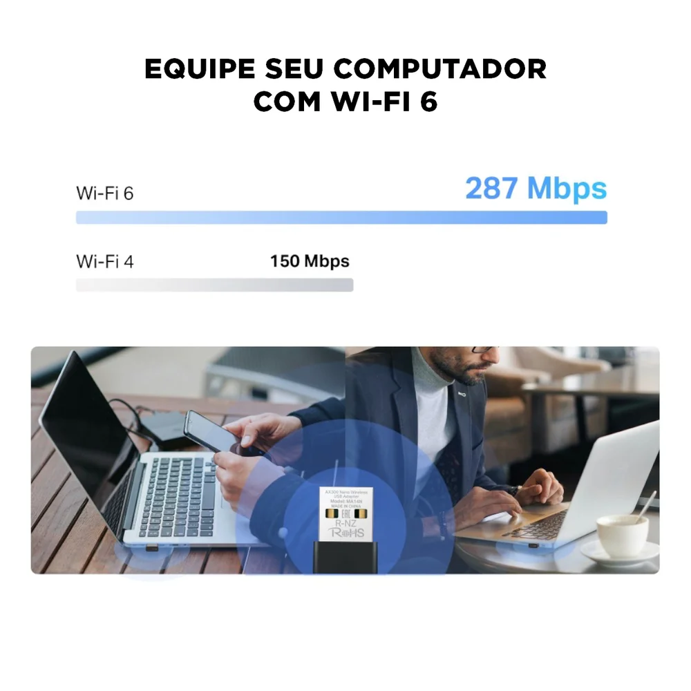 Imagem 3 de 5 do produto Adaptador Usb Nano Wireless Ax300