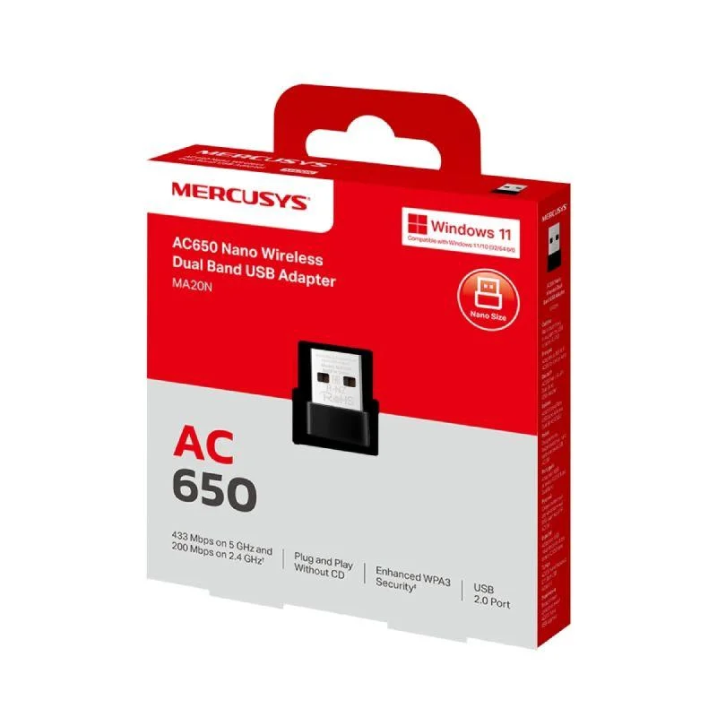 Imagem 5 de 5 do produto Adaptador Usb Mercusys Ma20n Dual Band Ac650 Nano