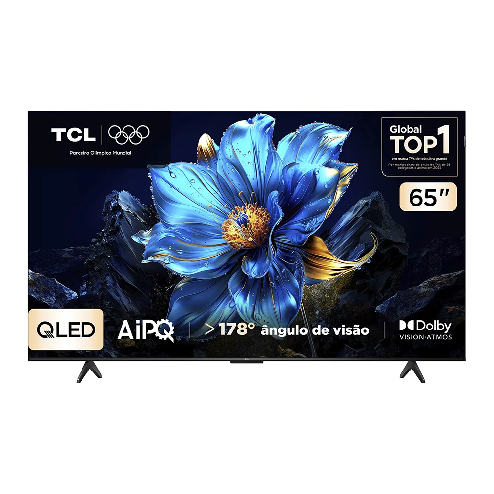 Smart TV TCL 65 Polegadas QLED 4K P7K WiFi Bluetooth Google TV HDR10+ Dolby Atmos Dolby Vision 65P7K 4