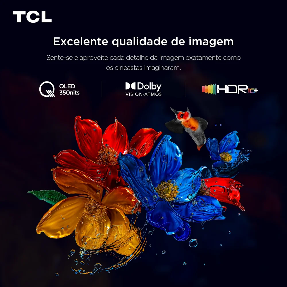 Smart TV TCL 65 Polegadas QLED 4K P7K WiFi Bluetooth Google TV HDR10+ Dolby Atmos Dolby Vision 65P7K 6