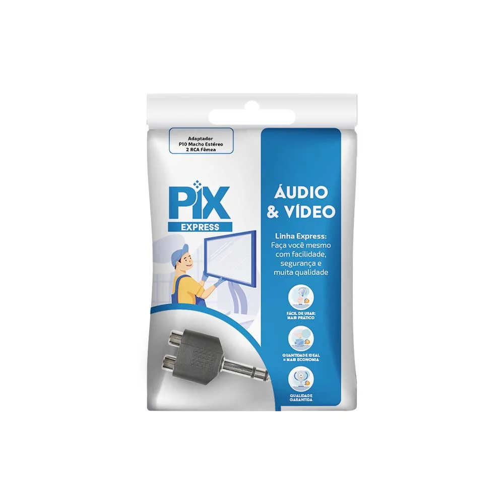 Imagem 3 de 3 do produto Adaptador De Áudio Amplificador P10 Estereo Para 2 Rca Femea