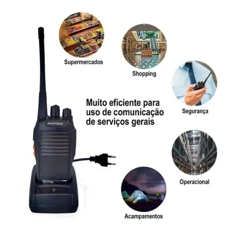Imagem 3 de 3 do produto Walk Talk Kit Com 2 Baofeng Bf-777s 6km Preto Com Fone