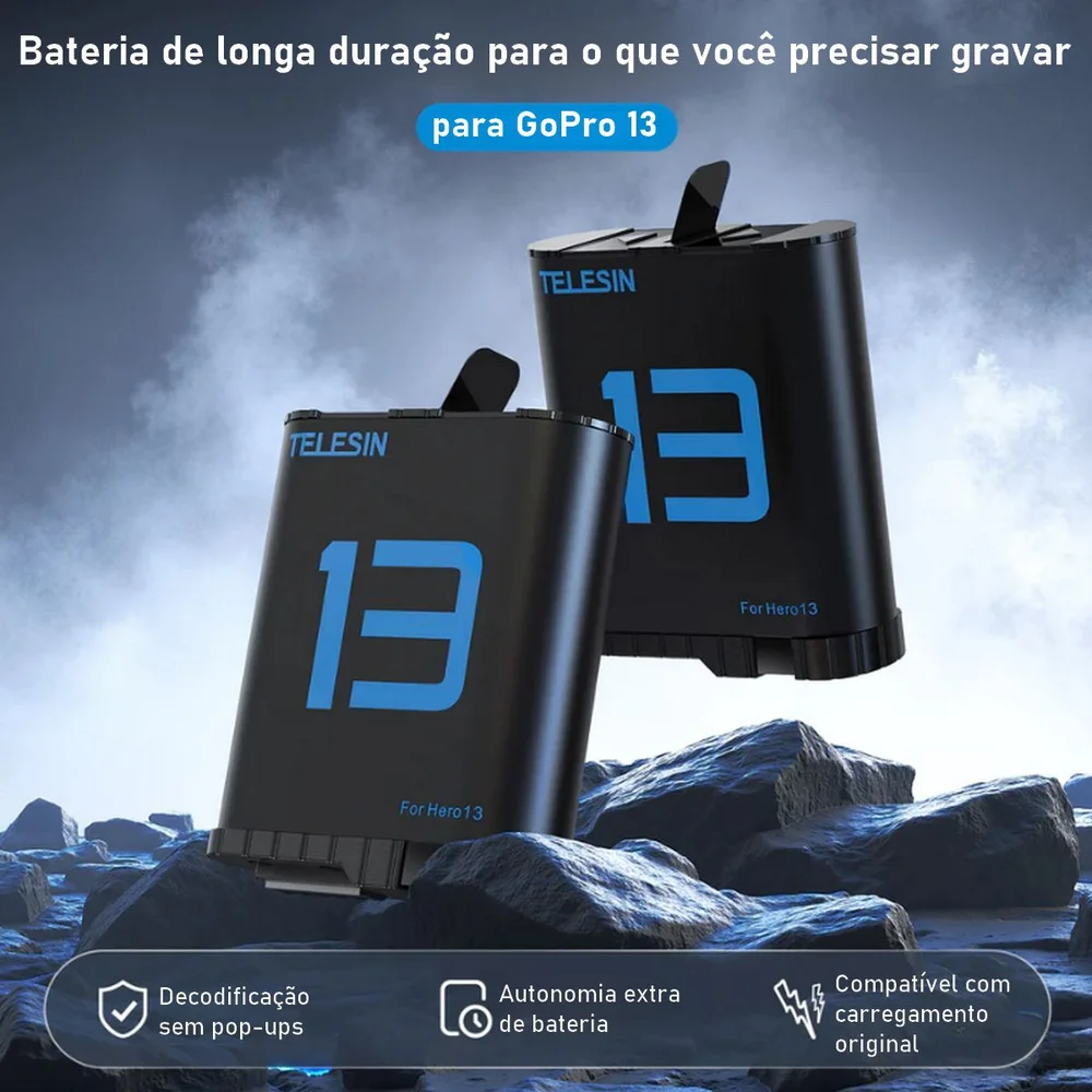 Imagem 3 de 5 do produto Bateria Recarregável 1900mah Para Câmera Gopro 13 - Telesin