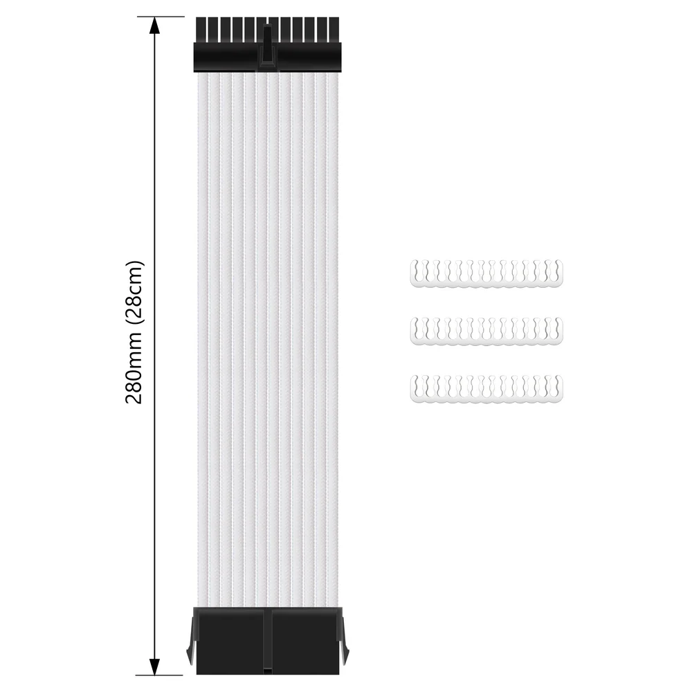 Imagem 4 de 5 do produto Cabo Sleeved 24 Pinos ATX, Extensor Cabo Alimentação da Fonte, 280mm, White (Branco)