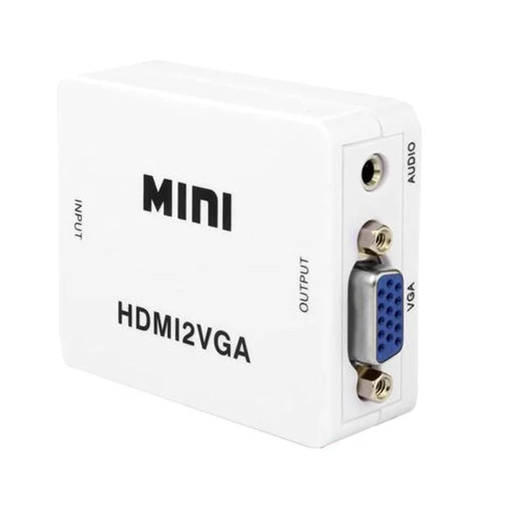 Imagem 1 de 5 do produto Mini Conversor HDMI Para Vga Com Conector Adaptador De Áudio HDMI2vga