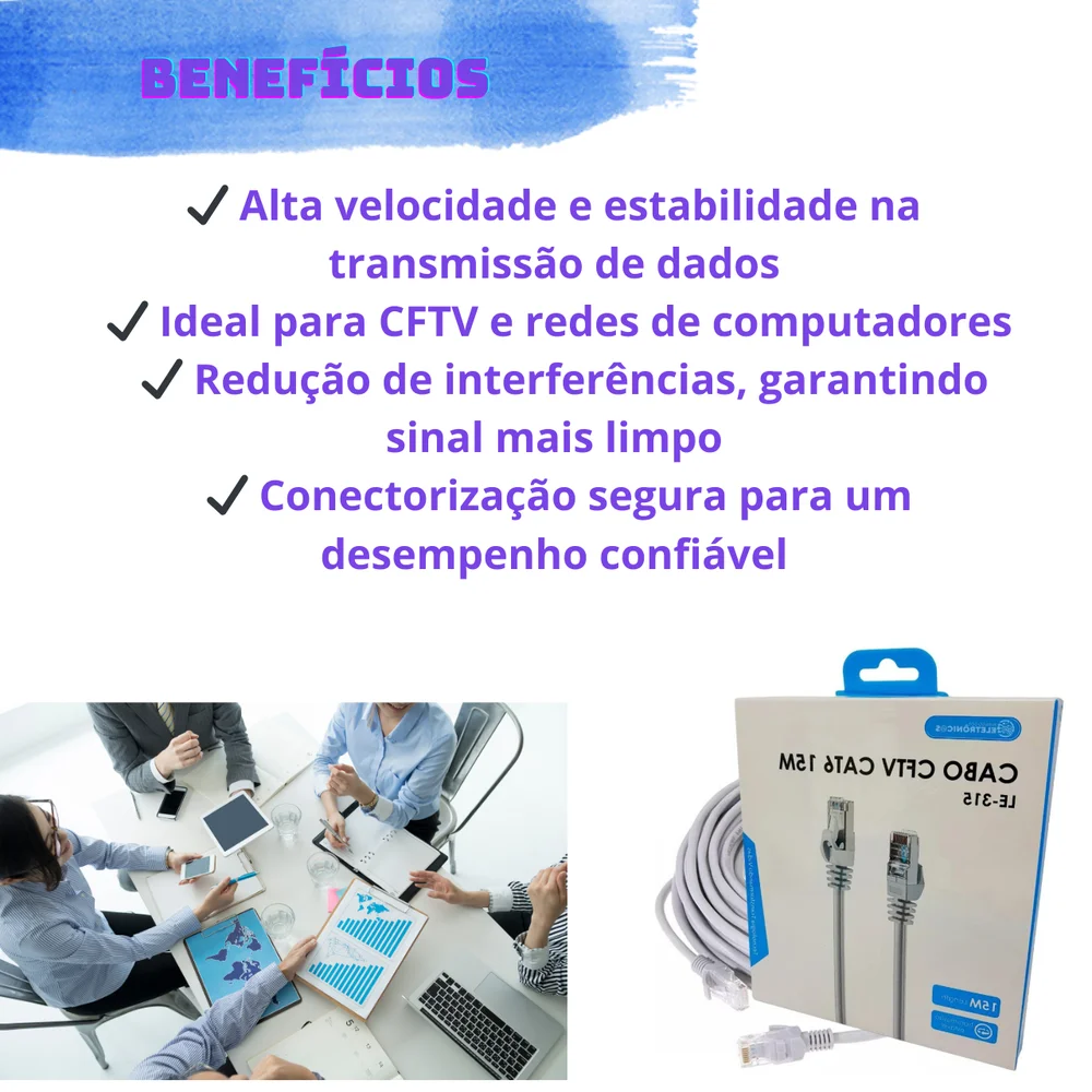 Imagem 5 de 5 do produto Cabo De Rede Cftv Cat6 15 Metros Le-315