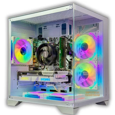 PC Gamer Aquario Branco | Ryzen 5 5500 | RTX 3050 6GB Branca | 16GB RAM | SSD NVMe 512GB | Pronto para uso | Windows 11 Pro
