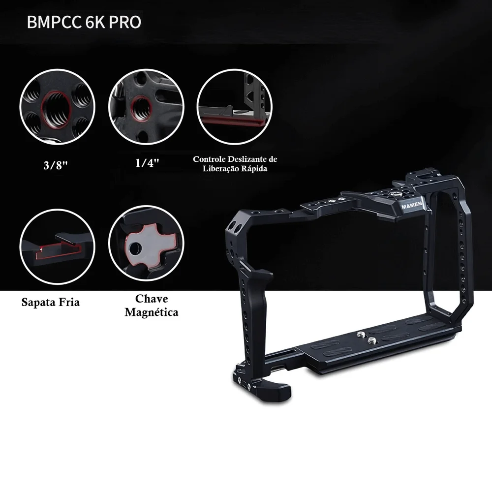 Protetor Cage Mamen Ccb-bmpcc/6kpro Para Blackmagic 6k Pro E 6k G2