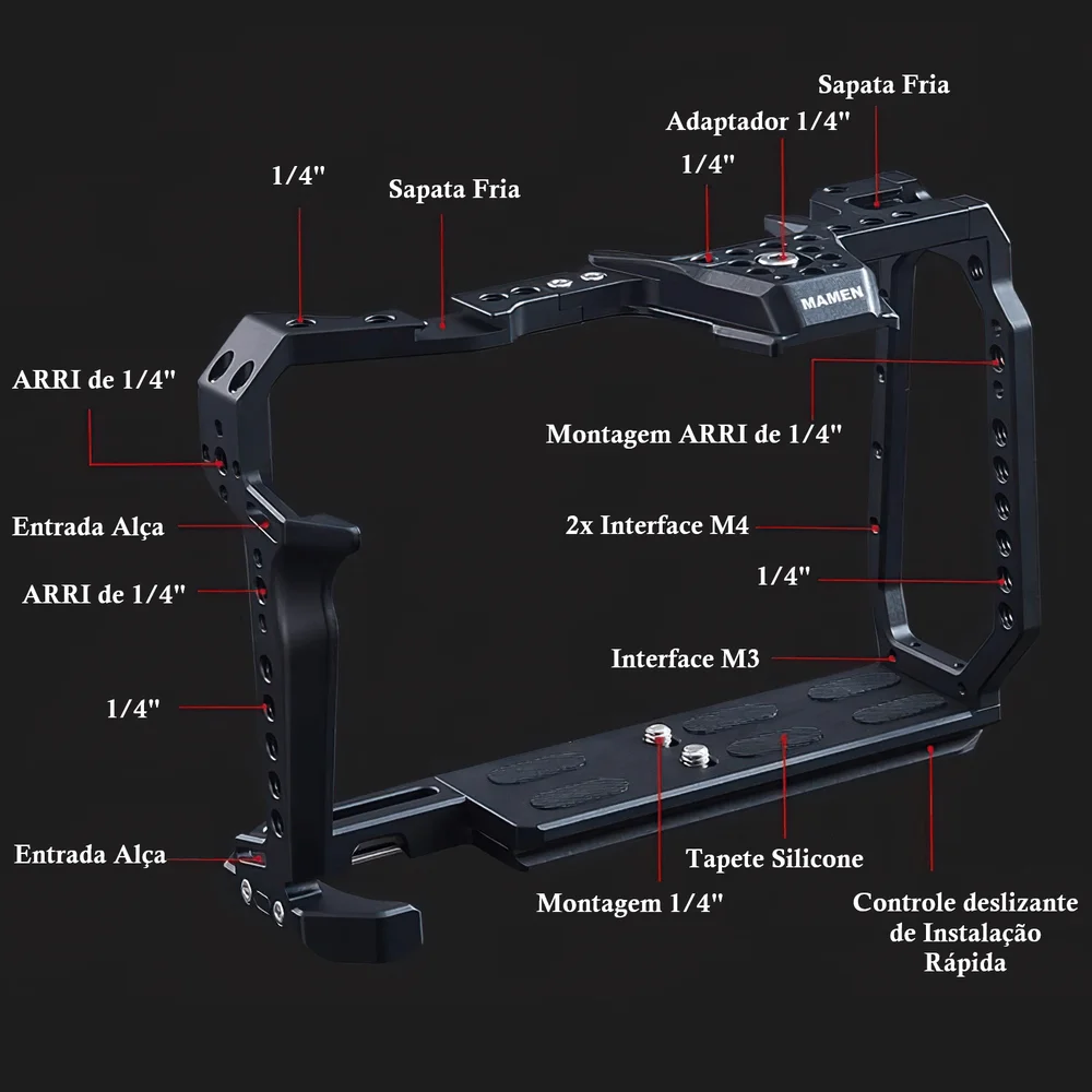 Protetor Cage Mamen Ccb-bmpcc/6kpro Para Blackmagic 6k Pro E 6k G2