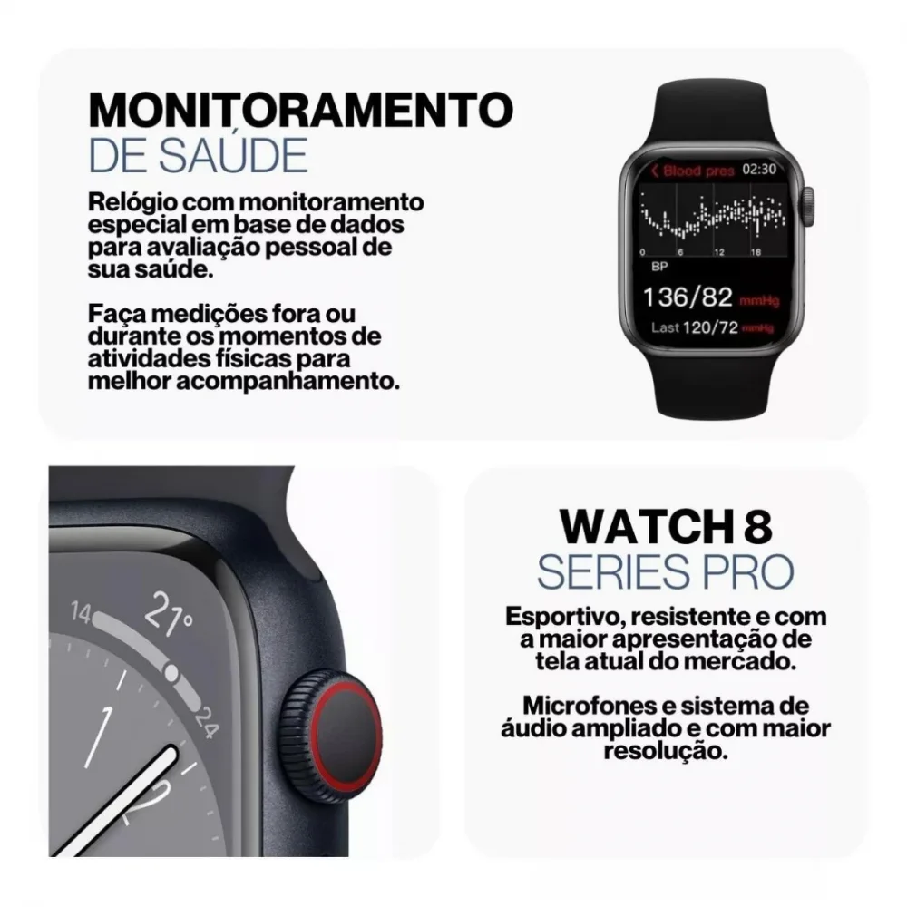 Imagem 4 de 5 do produto Relógio Inteligente Smartwatch Tela Infinita Digital 45mm