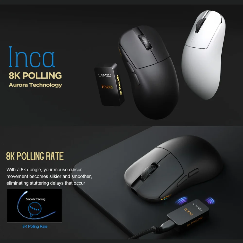 Imagem 4 de 5 do produto Mouse Gamer Lamzu Inca 8k Wireless Superlight 40g