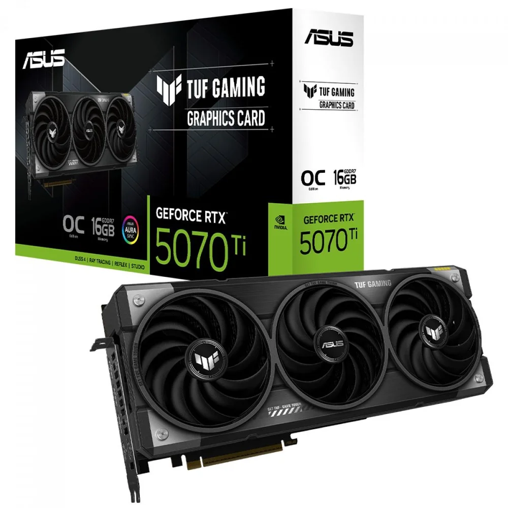 Placa De Vídeo Asus Tuf Gaming Nvidia Geforce RTX 5070 Ti Oc Edition, 16gb, Gddr7, Dlss, Ray Tracing, Tuf-RTX5070ti-o16g-gaming