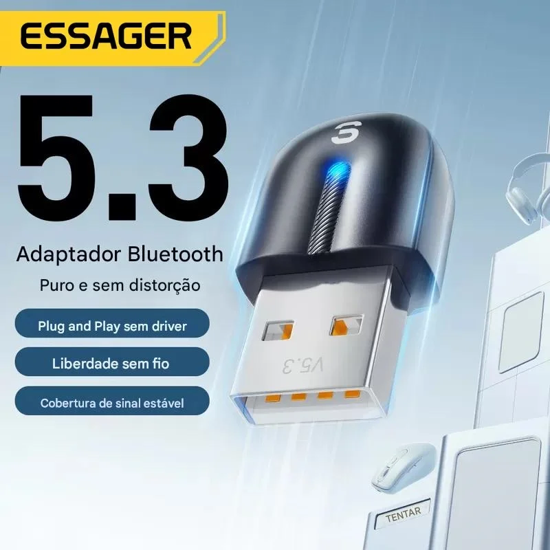 Imagem 5 de 5 do produto Adaptador Bluetooth Usb 5.3 Essager