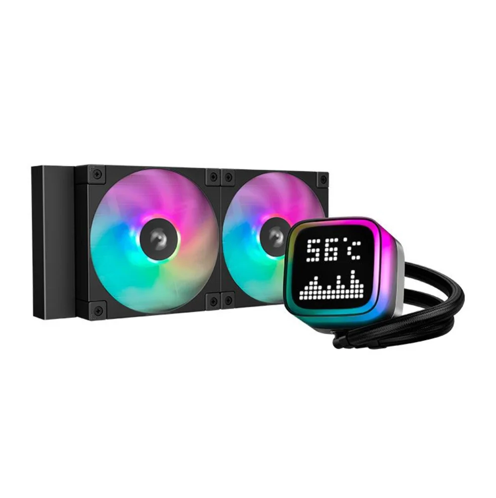 Water Cooler 240mm Deepcool Lp240, ARGB, Display, Black - R-lp240-bkmsnc-g-1 Water Cooler 240mm Deepcool Lp240, ARGB, Display, Black - R-lp240-bkmsnc-g-1