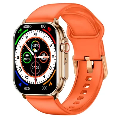 Relógio Smartwatch Imiki Sf1 Dourado Multiira Laranja Silicone