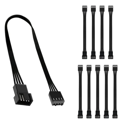 Kit com 10 Cabo Extensor, PWM de 3 ou 4 Pinos, Para Cooler Fan, 25cm, Preto