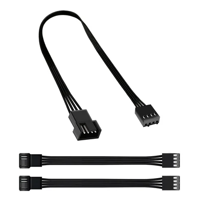Kit com 3 Cabo Extensor, PWM de 3 ou 4 Pinos, Para Cooler Fan, 25cm, Preto