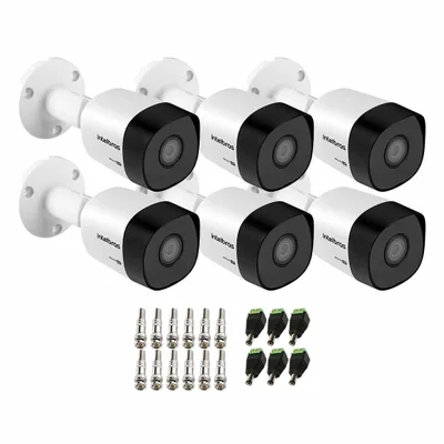 Kit 6 Câmeras Intelbras Vhd 3130 Bullet G6 Hd 720p Lente 3.6mm Visão Noturna 30m Ip67 + Conectores