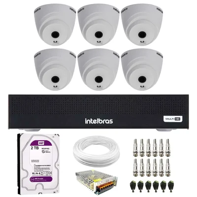 Kit 6 Câmeras Intelbras Vhl 1120d Hd 720p Visão Noturna 20m + Dvr Mhdx 1108c 8 Canais +hd 2TB Purple