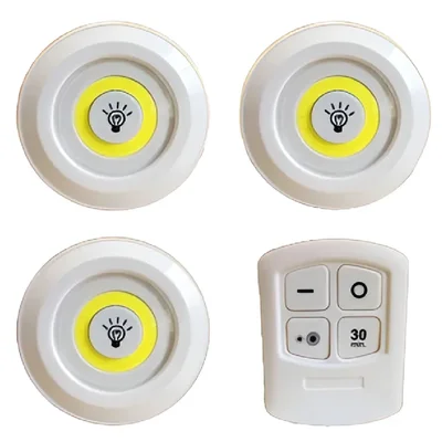 Luminária LED Sem Fio Controle Remoto Conjunto Com 3 Lâmpadas Spot.