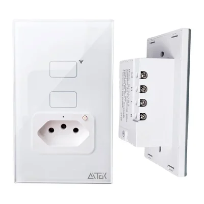 Interruptor Inteligente Com Tomada 2 Botões Wireless Bivolt