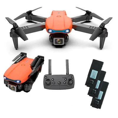 Drone Pro 4k E99 Pro Gravação Wifi 2.4g Com Quatro Baterias Cor:laranja