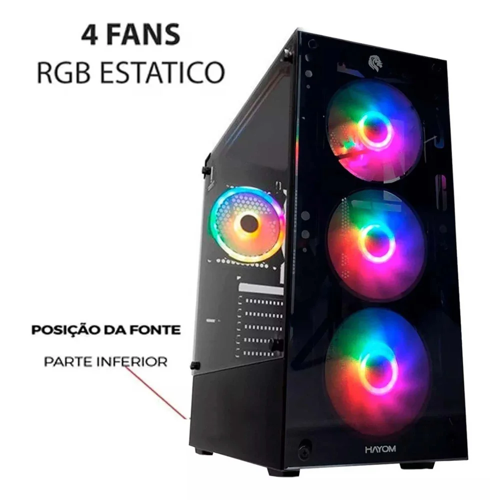 Computador PC Gamer i9 11ª Geração, 32gb Ram, SSD 960gb, RTX 2060 6gb, Monitor 23" Curvo, Gabinete Gb1749 - Preto - view 3