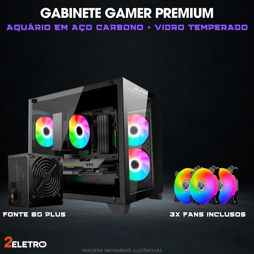 PC Gamer Fps Intel Core i7, 16gb Ram, Geforce RTX 3050 8GB, SSD 480GB, Fonte 600w - Pg2e-0128fp - view 4