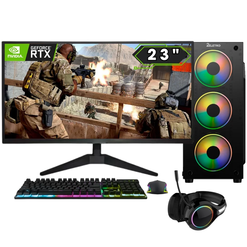 PC Gamer Completo Balão.info Fps Intel Core i5 6500, 16gb Ddr4, Geforce RTX 3050 8GB, SSD 480GB, Fonte 600w, Monitor 23"full Hd 75hz - Pg2e-0108fp