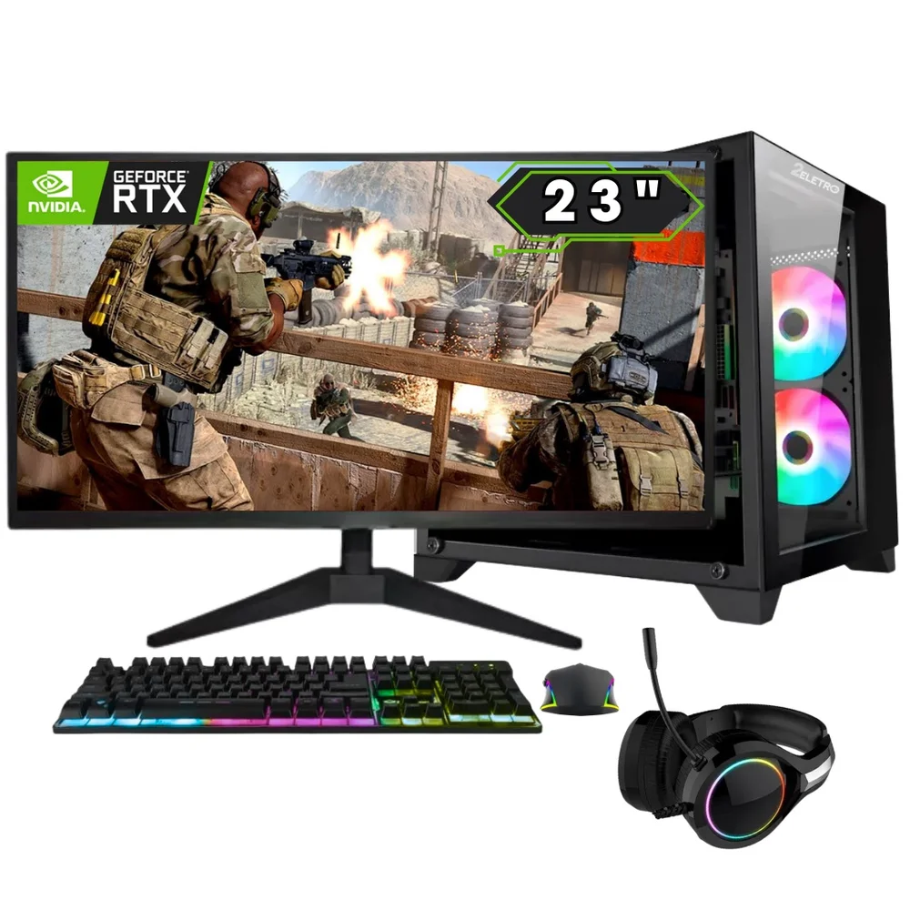 PC Gamer Completo Balão.info Fps Intel Core i5 6500, 16gb Ddr4, Geforce RTX 3050 8GB, SSD 480GB, Fonte 600w, Monitor 23"full Hd 75hz - Pg2e-0112fp
