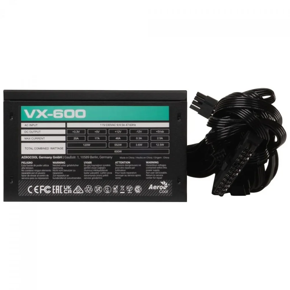 Imagem 3 de 5 do produto Fonte Aerocool Stealth Vx-600, 600w, Atx, Bivolt, Preto