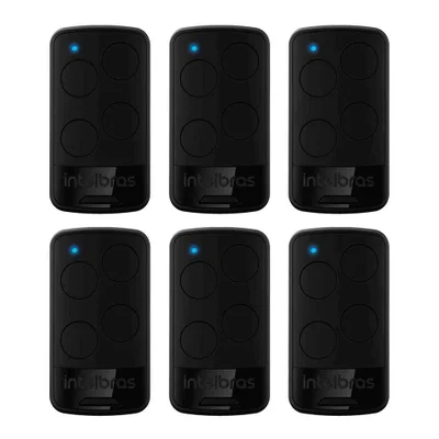 Kit 6 Controles Remoto Ep04 De 4 Botões Para Automatizador Portão Black Intelbras