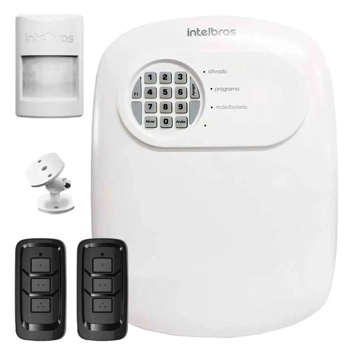 Kit Central Alarme Anm 24 Net Intelbras E Sensor Ivp 1000 Pet Com Fio Alcance 12m, 2 Controles