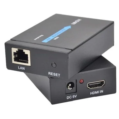 Extensor HDMI Rj45 60m 60 Metros Adaptador Cabo Rede Cat 5 Cat 6