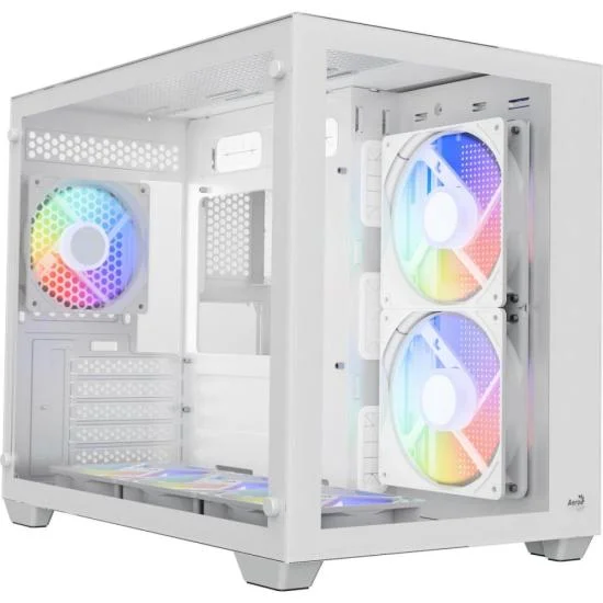 Gabinete Gamer Aerocool Dryft Branco Com 6 Fans ARGB Lateral Vidro [f002]