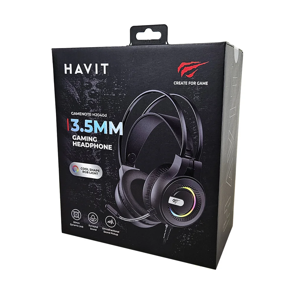 Imagem 5 de 5 do produto Headset Gamer Havit H2040d 50mm, RGB, Usb, 2x P2 3.5mm Preto