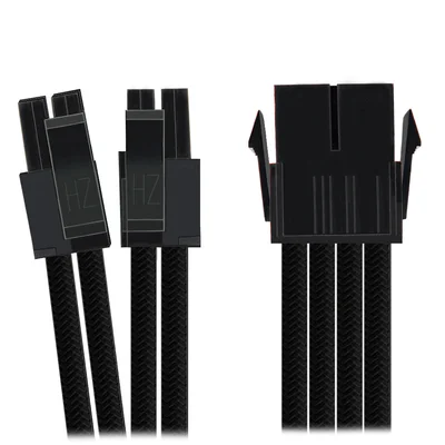 Cabo Sleeved Preto Extensor Fonte Para (CPU) 4+4 = 8 Pinos EPS, 30cm, Preto
