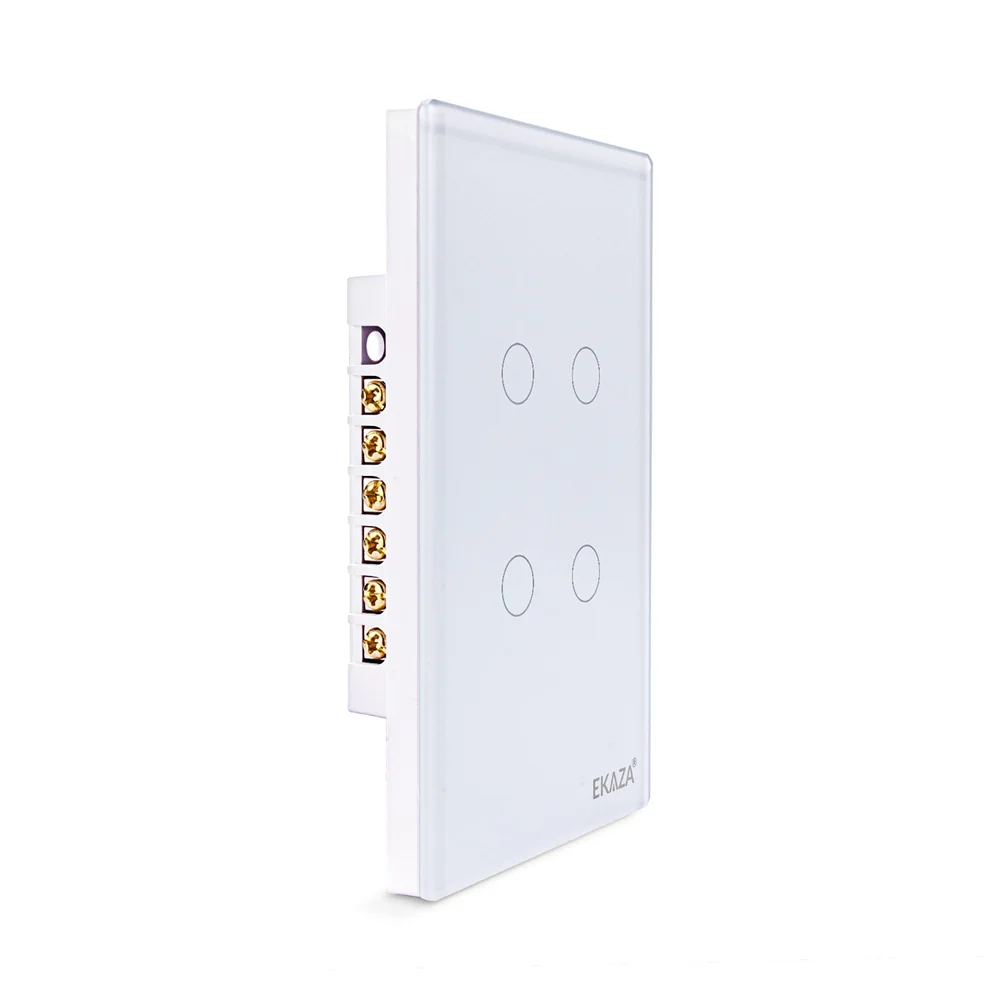 Imagem 3 de 5 do produto Interruptor Inteligente Wifi 4 Botões Touch Smart Ekaza Alexa E Google Branco;110v/220v