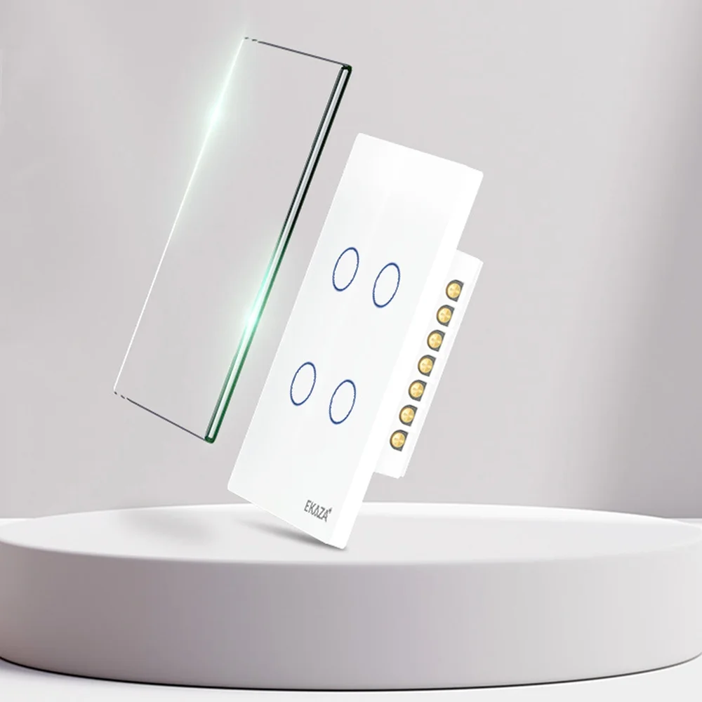 Imagem 5 de 5 do produto Interruptor Inteligente Wifi 4 Botões Touch Smart Ekaza Alexa E Google Branco;110v/220v