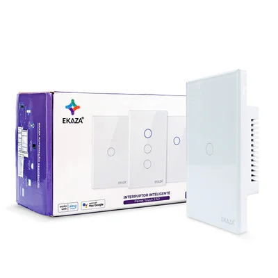 Interruptor Inteligente Wifi 1 Botão Touch Smart Ekaza Alexa E Google - Branco - 110v/220v